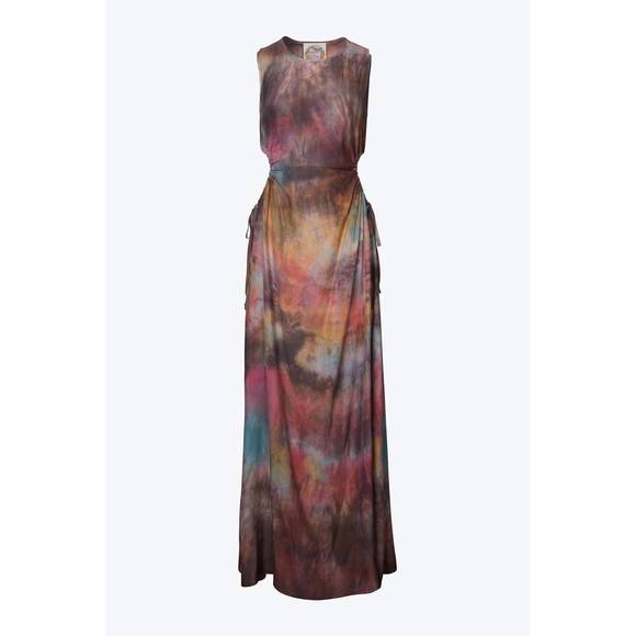 NEW HALEY SOLAR tie-dyed cutout silk maxi dress in aura - Picture 2 of 2